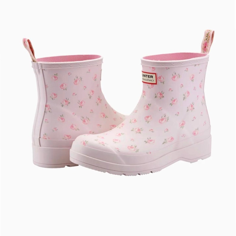Womens LoveShackFancy x Hunter play short rain boot s5 print blooming Heirloom